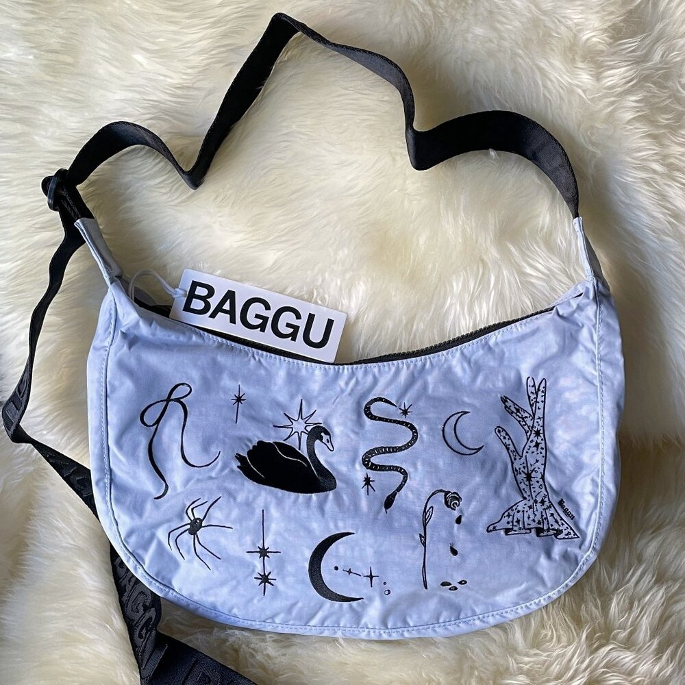 NWT Baggu Crescent Bag Medium - Embroidered Ballet Icons